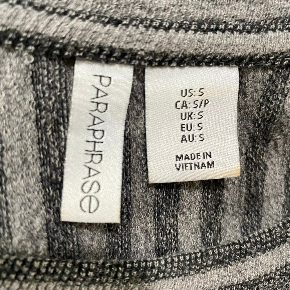 Paraphrase Grey Striped Knit Dress Size Small Short Sleeve Stretch Knit - Picture 6 of 6